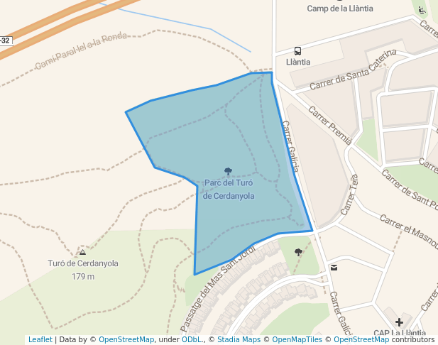 walking in Parc del Turó de Cerdanyola map in Mataró