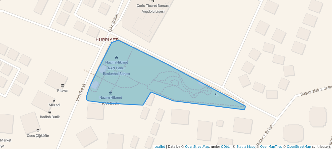 walking in Nazım Hikmet Ran Parkı map in Çorlu