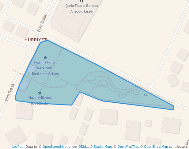 walking in Nazım Hikmet Ran Parkı map in Çorlu