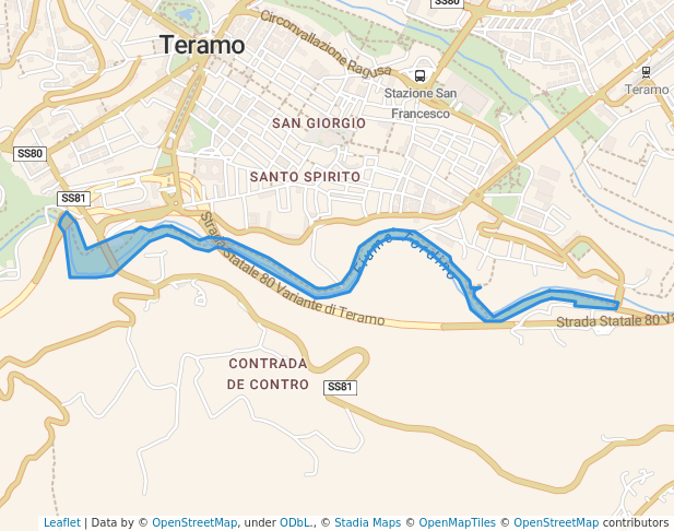 walking in Parco Fluviale Tordino map in Teramo