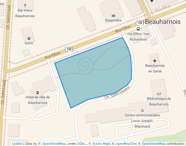 walking in Place Commémorative du 150e de Beauharnois map in Beauharnois