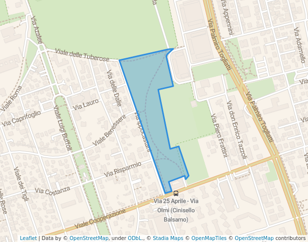 walking in Giardino di via Ippocastani map in Cusano Milanino