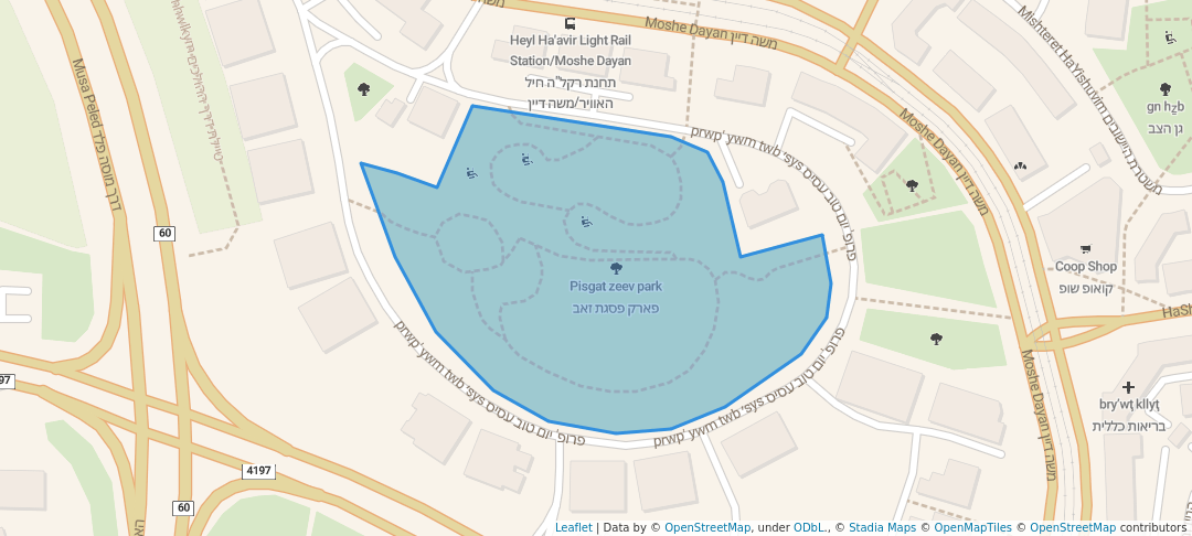 walking in Pisgat zeev park map in Jerusalem