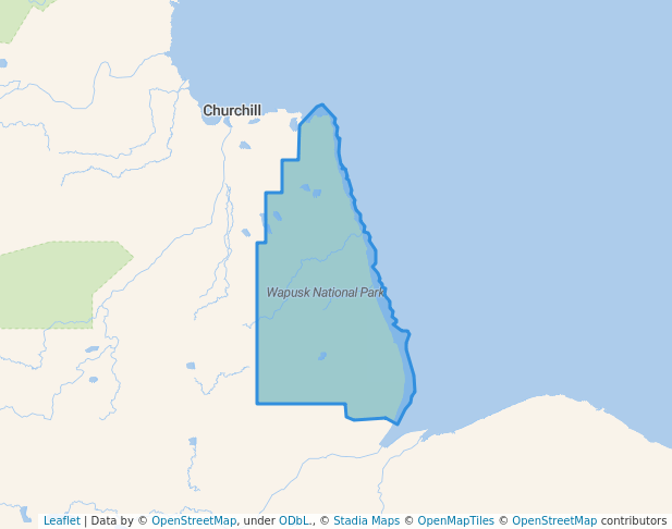 walking in Wapusk National Park of Canada map in Churchill