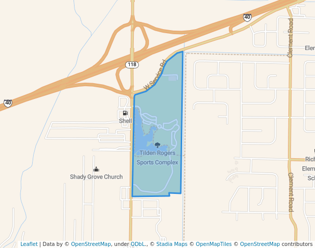 walking in Tilden Rogers Sports Complex map in West Memphis