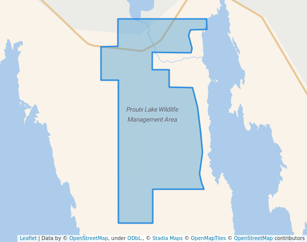 walking in Proulx Lake Wildlife Management Area map in KOOSTATAK