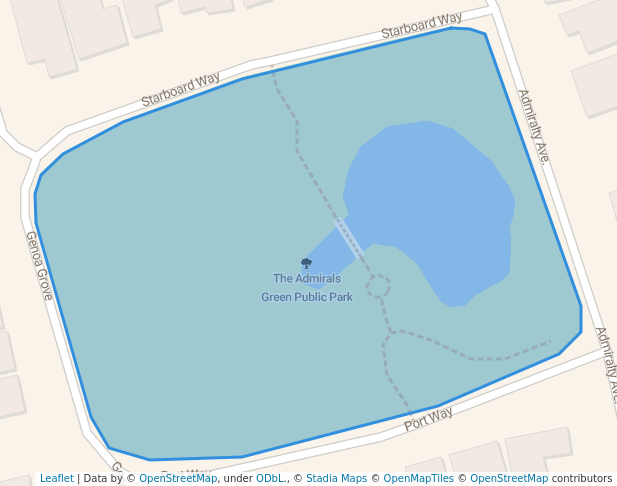 walking in The Admirals Green Public Park map in Tea Gardens