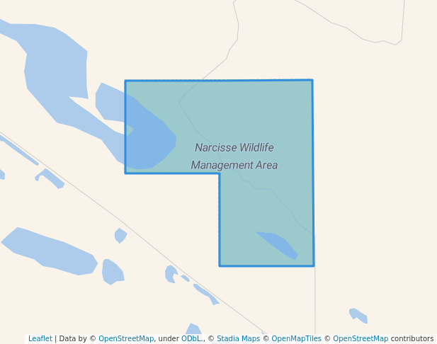 walking in Narcisse Wildlife Management Area map in KOOSTATAK