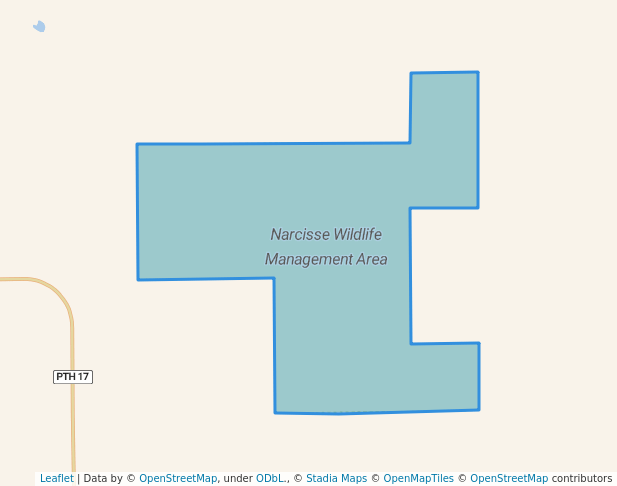 walking in Narcisse Wildlife Management Area map in KOOSTATAK