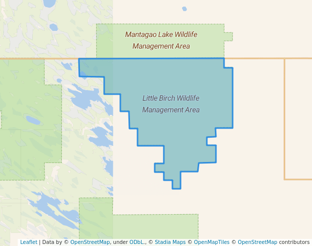 walking in Little Birch Wildlife Management Area map in KOOSTATAK