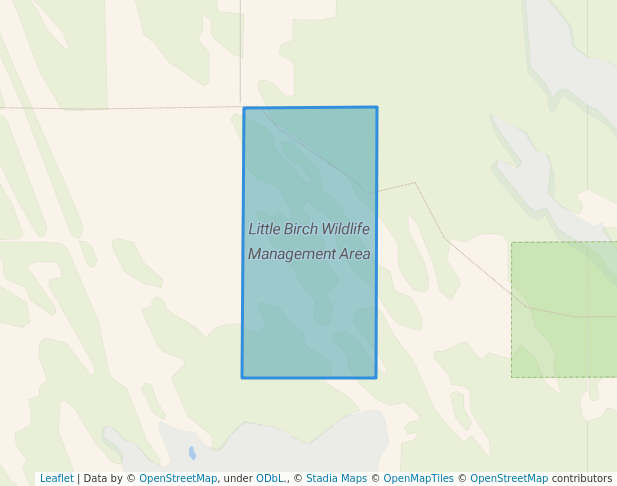 walking in Little Birch Wildlife Management Area map in KOOSTATAK