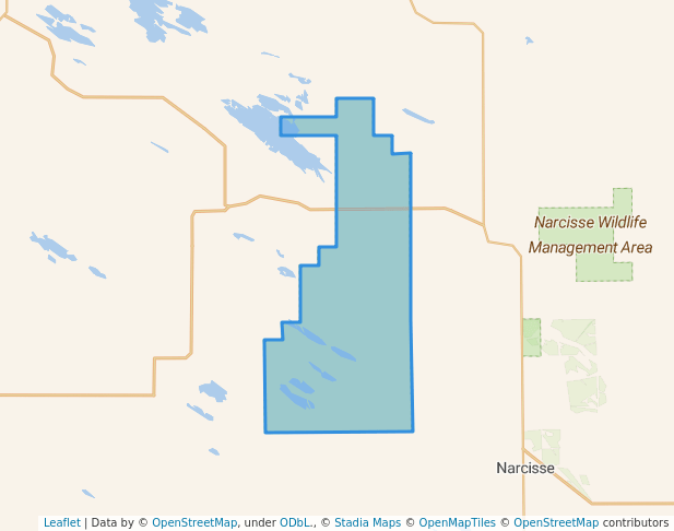 walking in Narcisse Wildlife Management Area map in KOOSTATAK