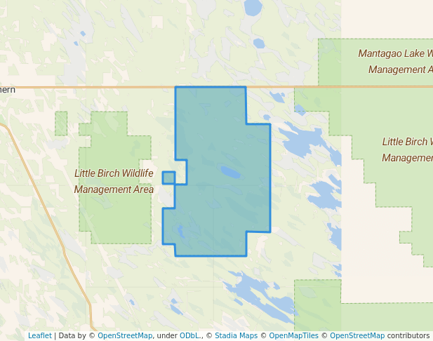 walking in Little Birch Wildlife Management Area map in KOOSTATAK