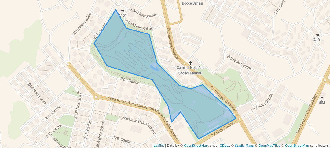 walking in Ayçiçeği Bisiklet Vadisi map in Camili