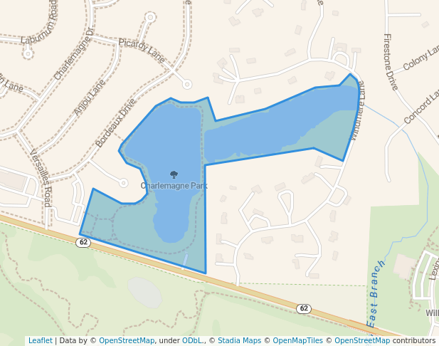 walking in Charlemagne Park map in South Barrington