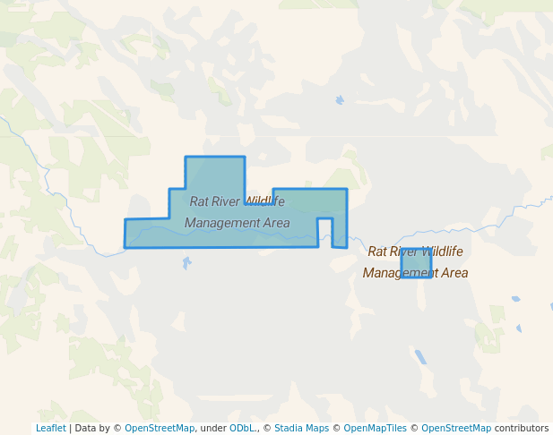 walking in Rat River Wildlife Management Area map in Rosa