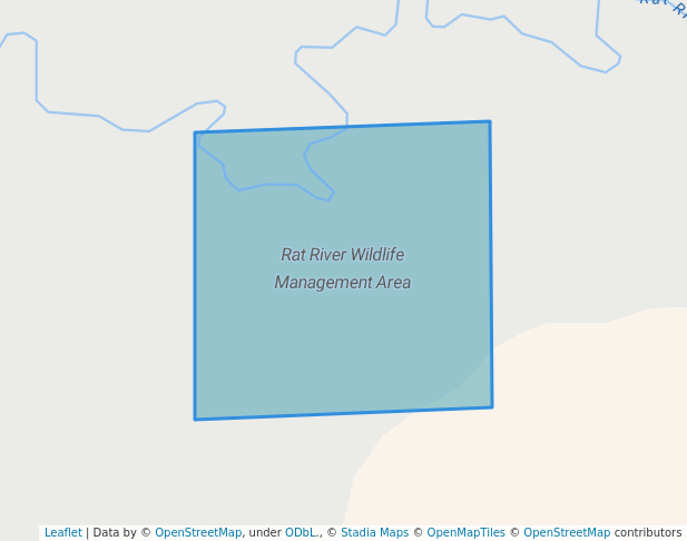 walking in Rat River Wildlife Management Area map in Rosa
