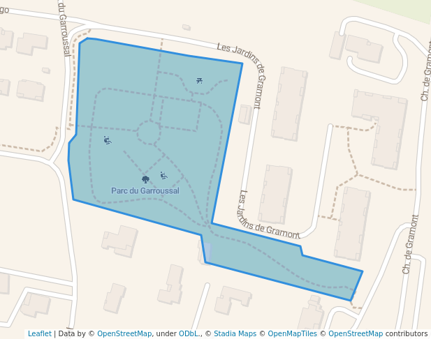 walking in Parc du Garroussal map in Colomiers