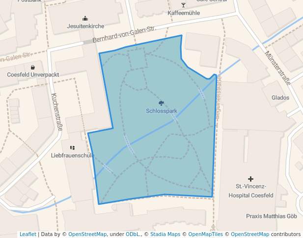 walking in Schlosspark map in Coesfeld