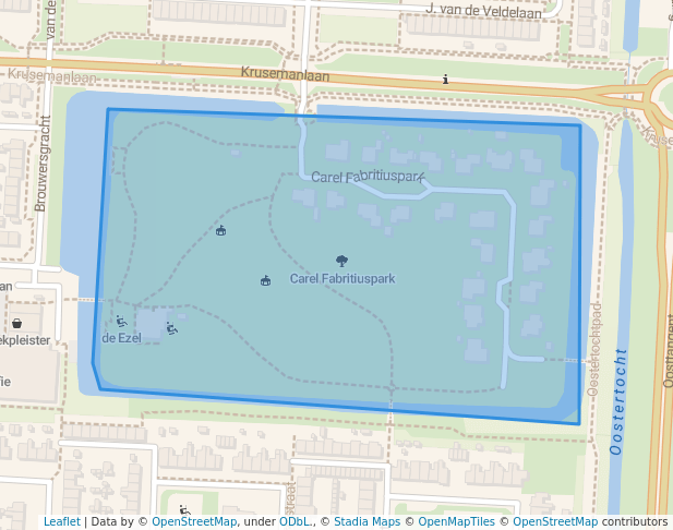 walking in Carel Fabritiuspark map in Heerhugowaard