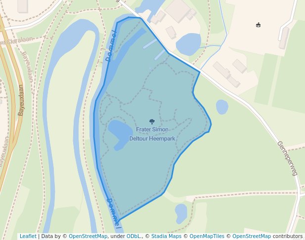 walking in Frater Simon Deltour Heempark map in Eindhoven