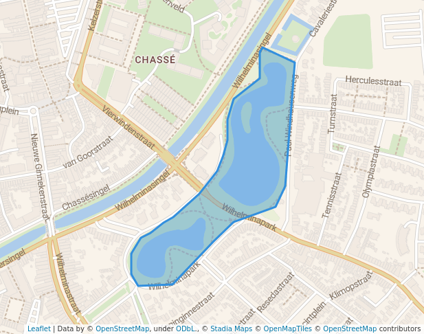 walking in Wilhelminapark map in Breda