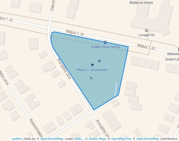 walking in Május 1. úti játszótér map in Balassagyarmat