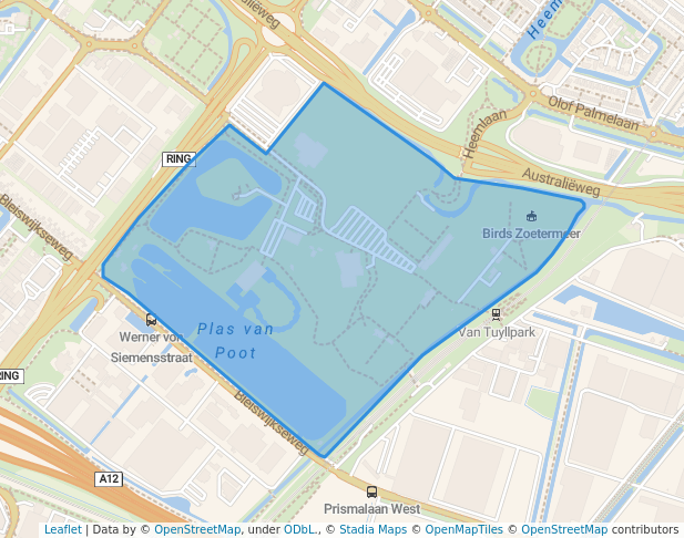 walking in Burgemeester Van Tuyllpark map in Zoetermeer