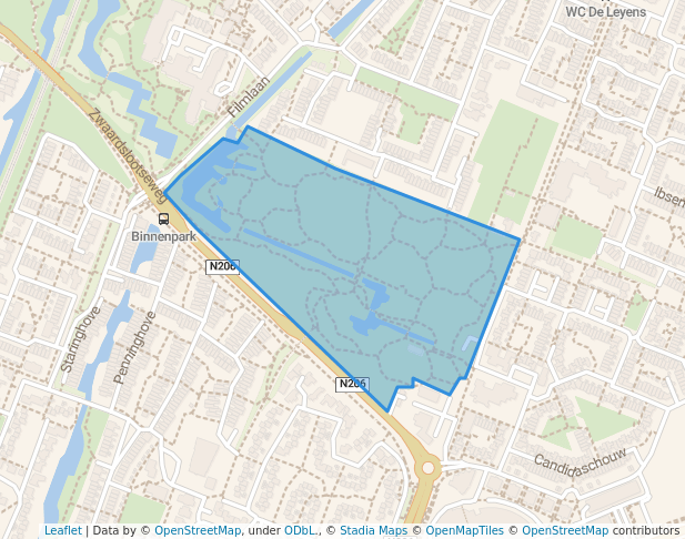 walking in Binnenpark map in Zoetermeer