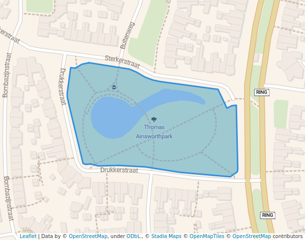 walking in Thomas Ainsworthpark map in Enschede