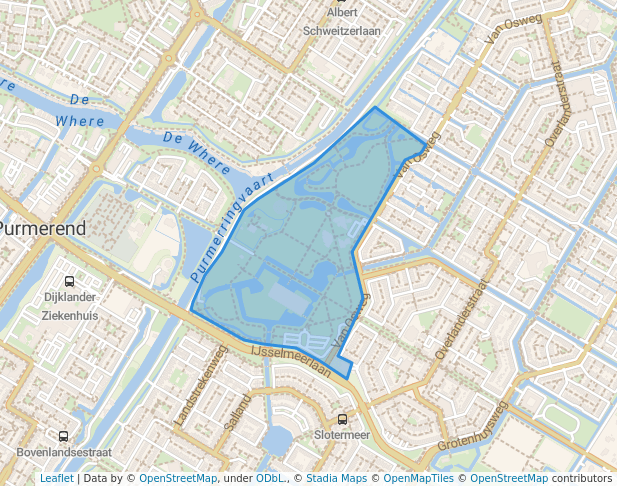walking in Leeghwaterpark map in Purmerend