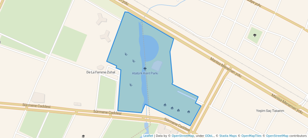 walking in Atatürk Kent Parkı map in Manisa