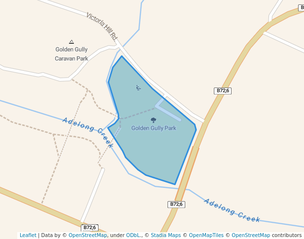 walking in Golden Gully Park map in Adelong