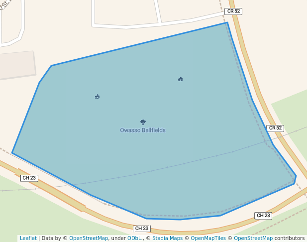 walking in Owasso Ballfields map in Roseville