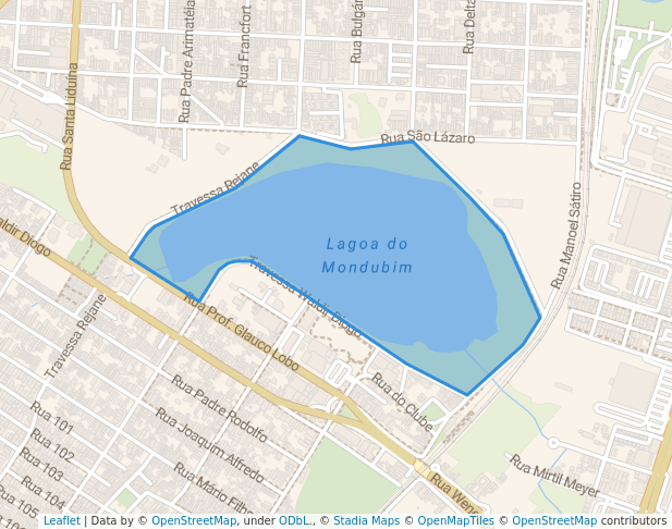 walking in Parque Urbano da Lagoa do Mondubim map in Fortaleza