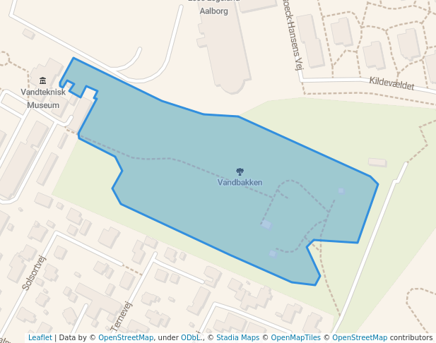 walking in Vandbakken map in Aalborg