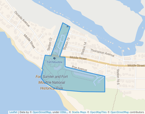 walking in Fort Moultrie map in Sullivan's Island