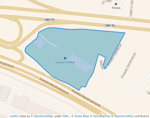 walking in parque hundido map in Zacatecas