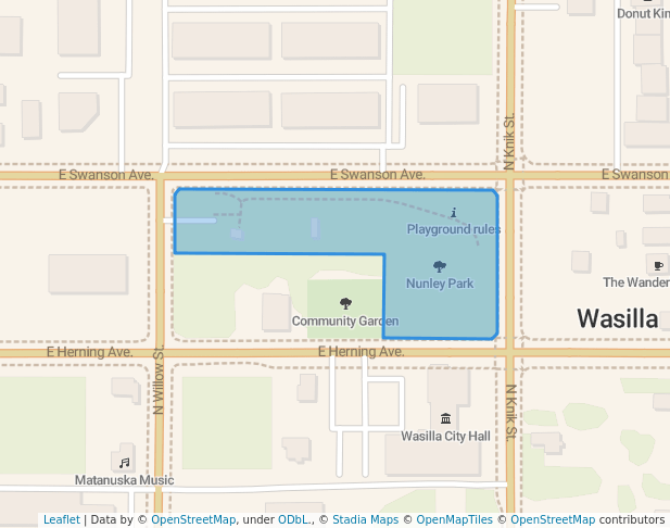 walking in Nunley Park map in Wasilla