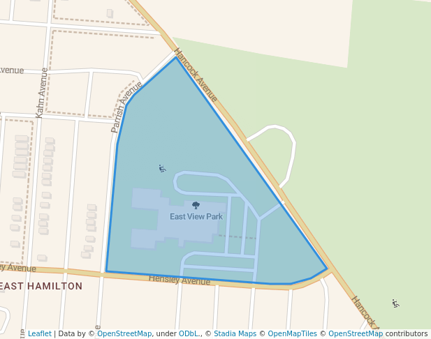 walking in East View Park map in Hamilton