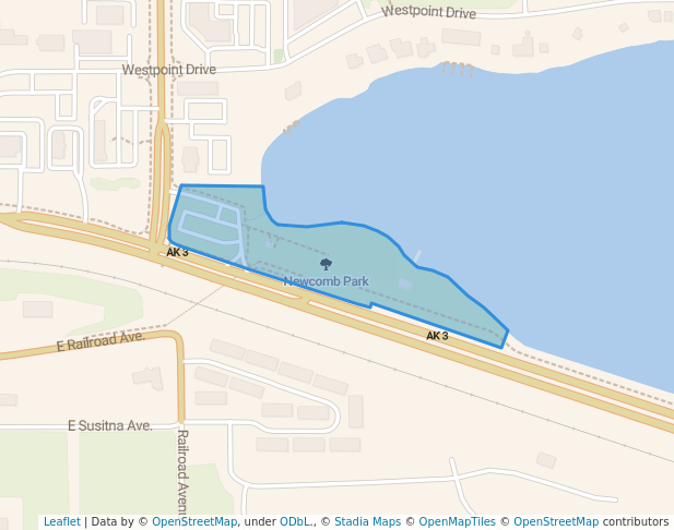 walking in Newcomb Park map in Wasilla