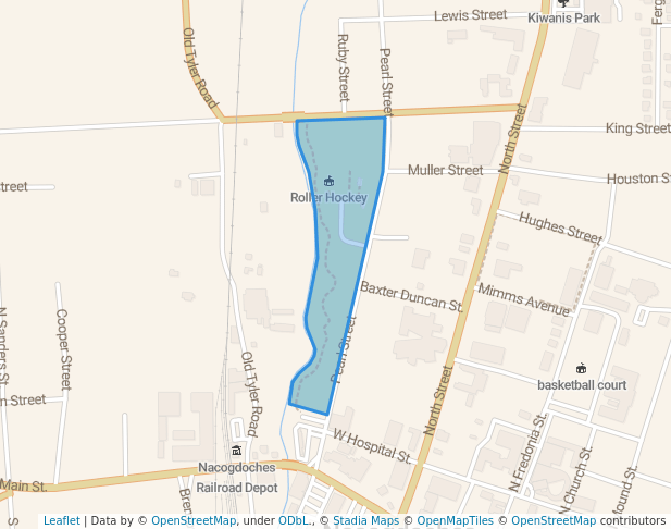 walking in Banita Creek Park map in Nacogdoches