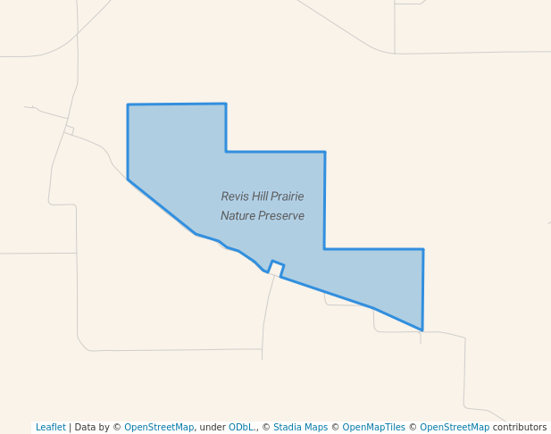 walking in Revis Hill Prairie Nature Preserve map in Easton