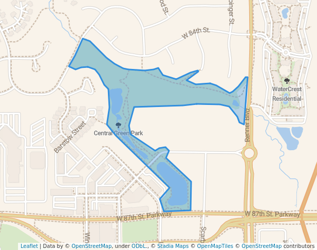 walking in Central Green Park map in Lenexa