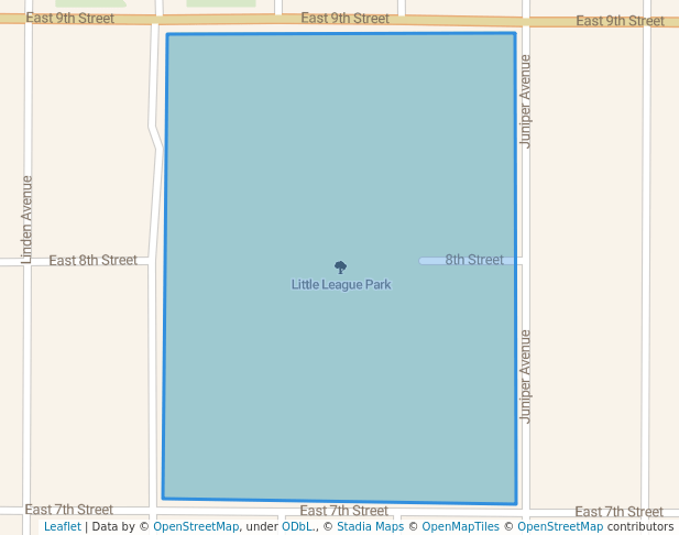 walking in Little League Park map in Crete