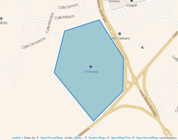 walking in El Mangal map in Acayucan