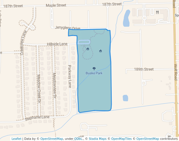 walking in Buske Park map in Mokena