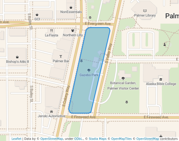 walking in Gazebo Park map in Palmer