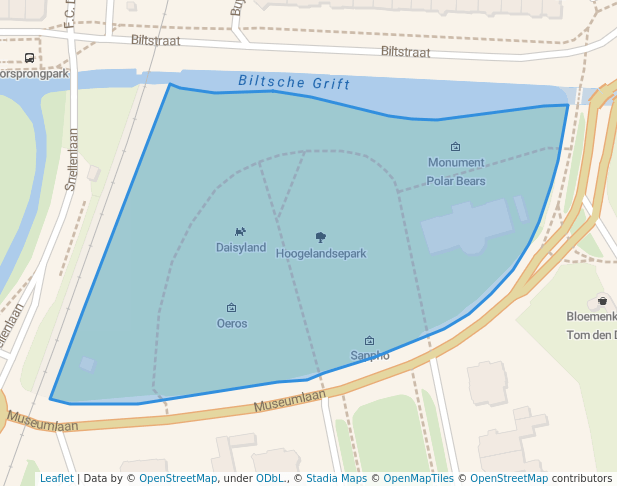 walking in Hoogelandsepark map in Utrecht