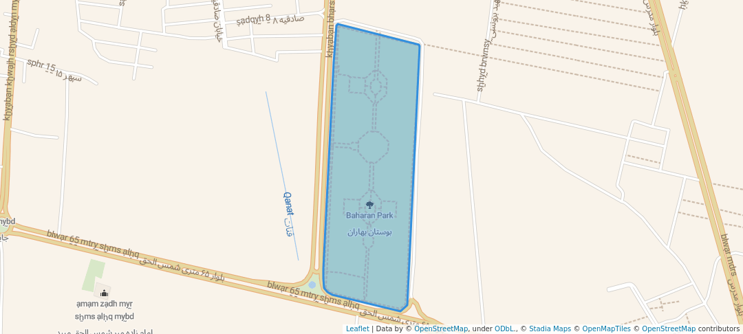 walking in Baharan Park map in Meybod